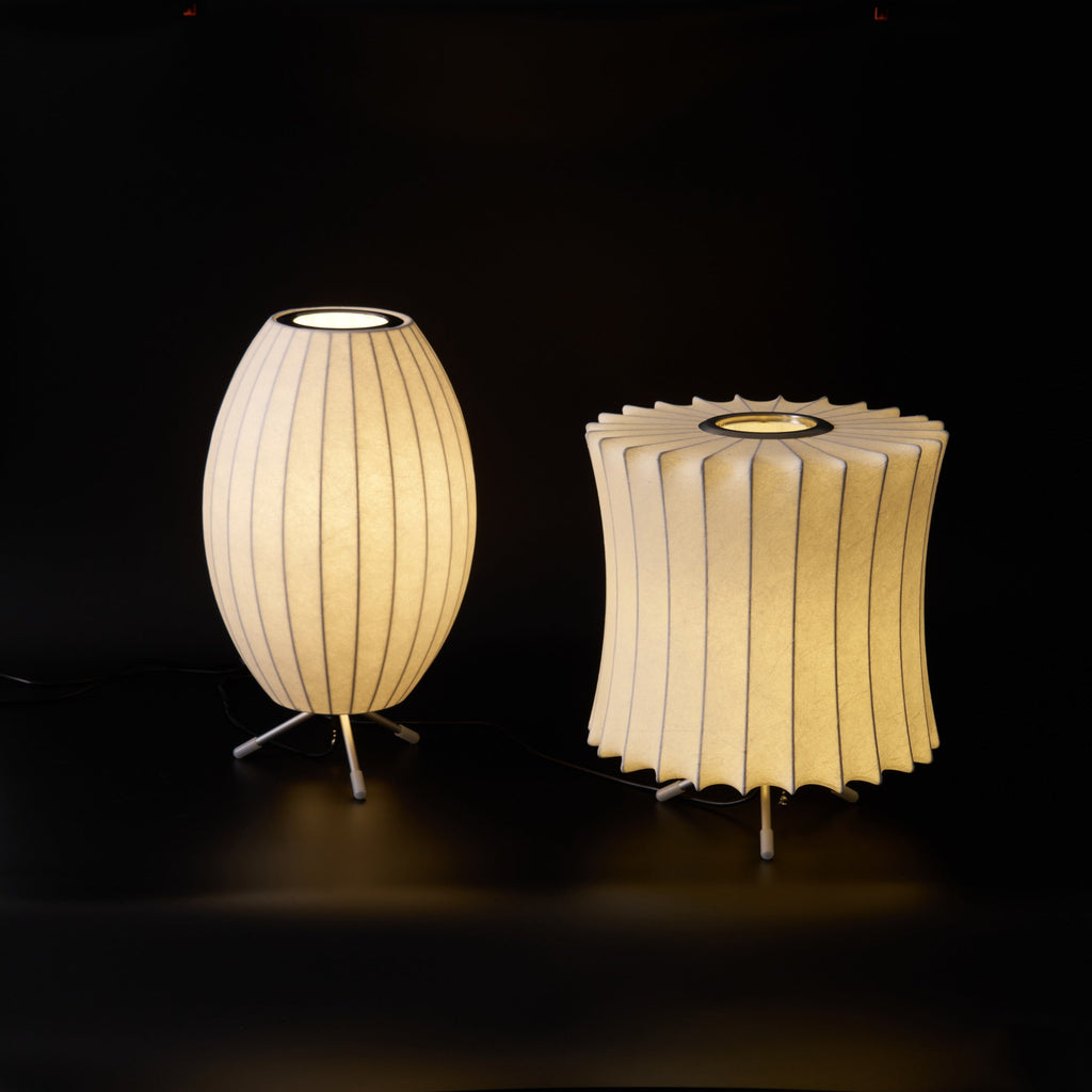 Sphere Form Table Lamp — Triangular Base, Warm Glow