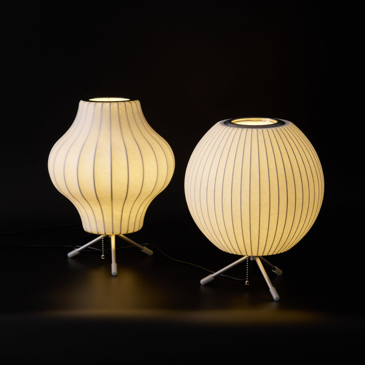 Sphere Form Table Lamp — Triangular Base, Warm Glow