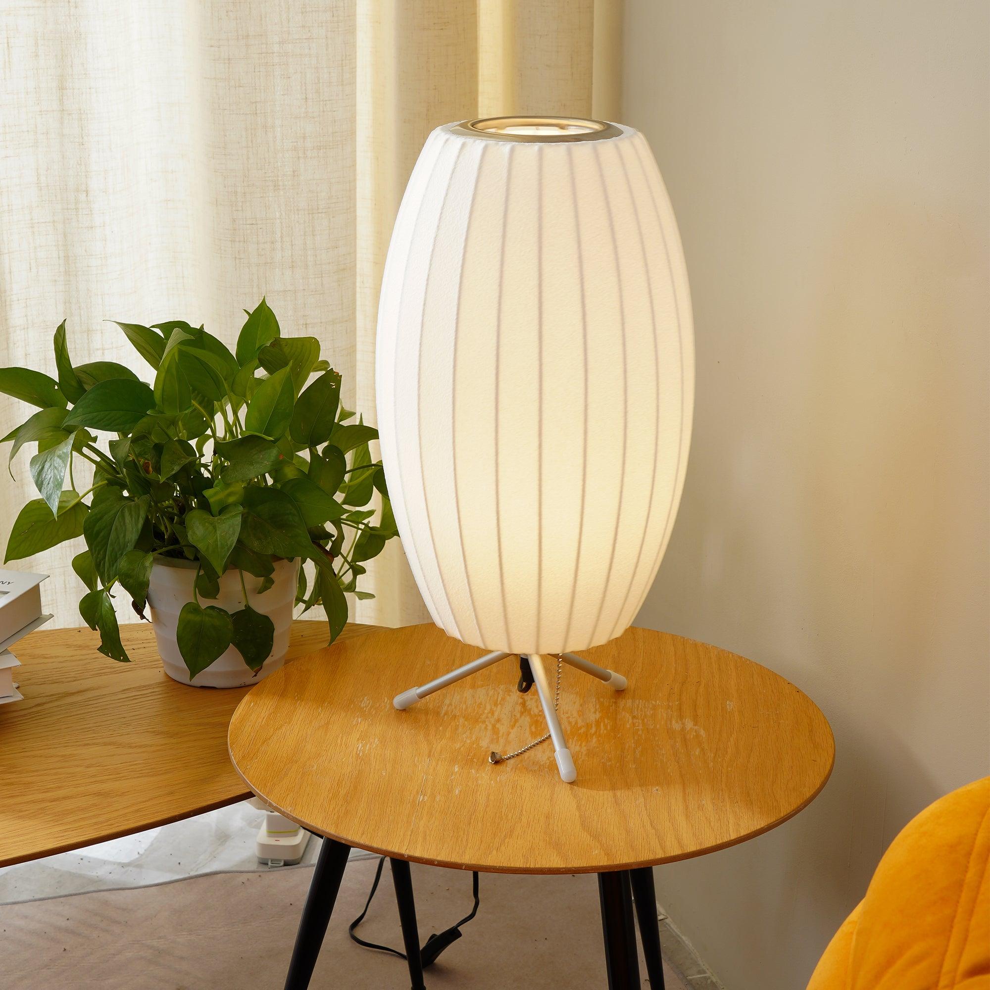 Sphere Form Table Lamp — Triangular Base, Warm Glow