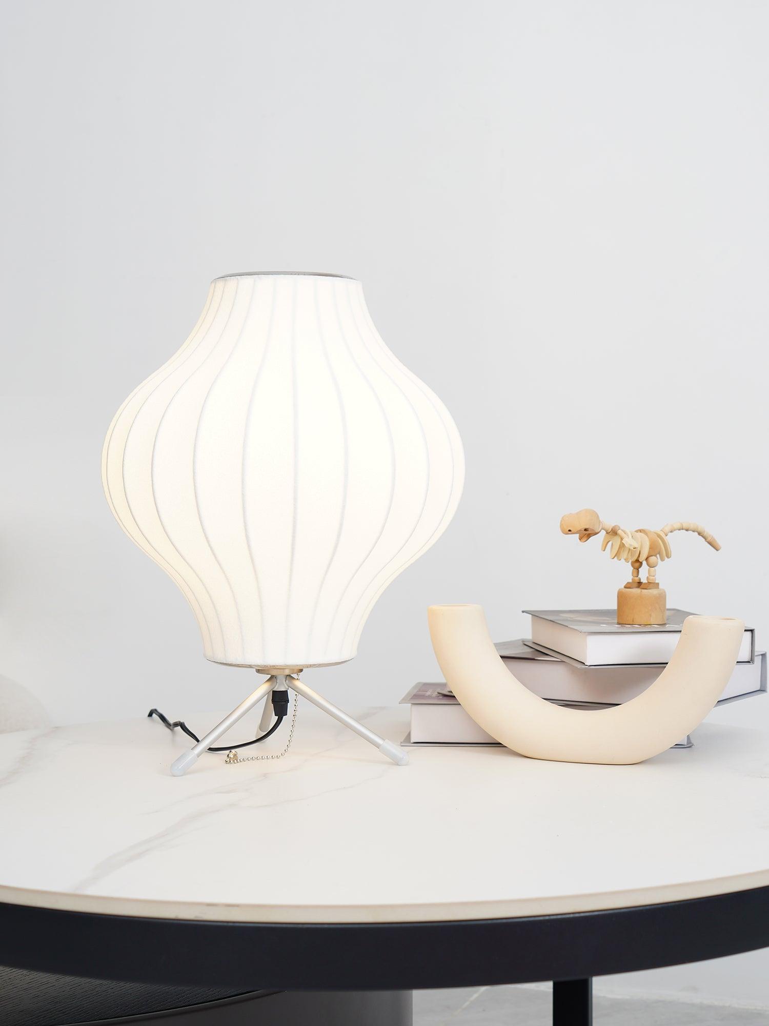 Sphere Form Table Lamp — Triangular Base, Warm Glow