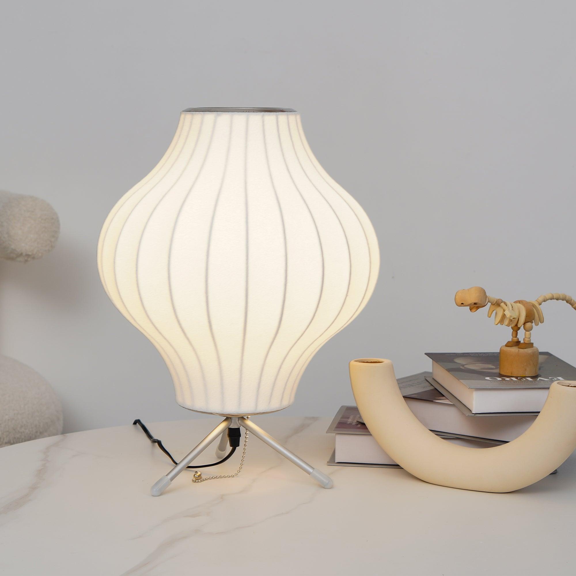 Sphere Form Table Lamp — Triangular Base, Warm Glow