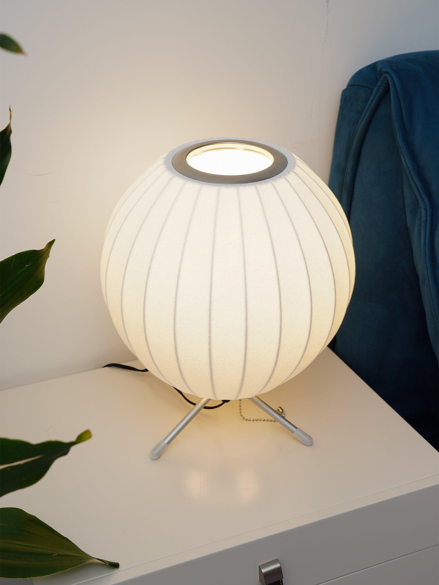 Sphere Form Table Lamp — Triangular Base, Warm Glow