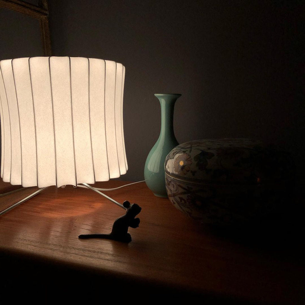 Sphere Form Table Lamp — Triangular Base, Warm Glow