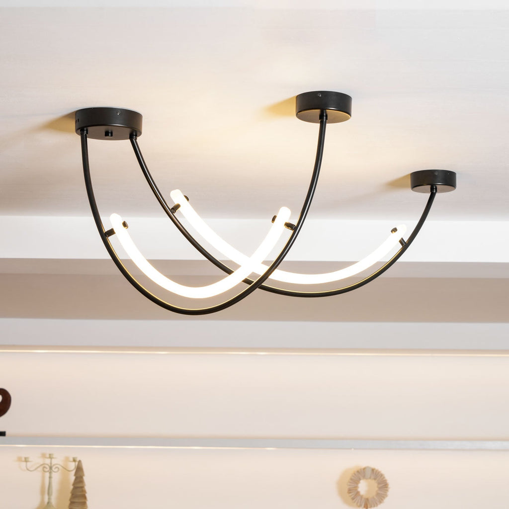 Lampada a sospensione al neon doppia sfalsata — illuminazione integrata da 3000 K