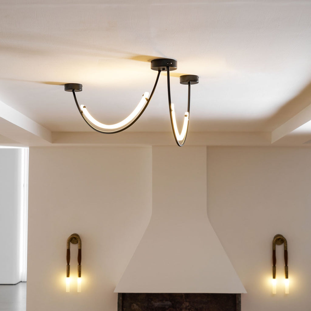 Lampada a sospensione al neon doppia sfalsata — illuminazione integrata da 3000 K