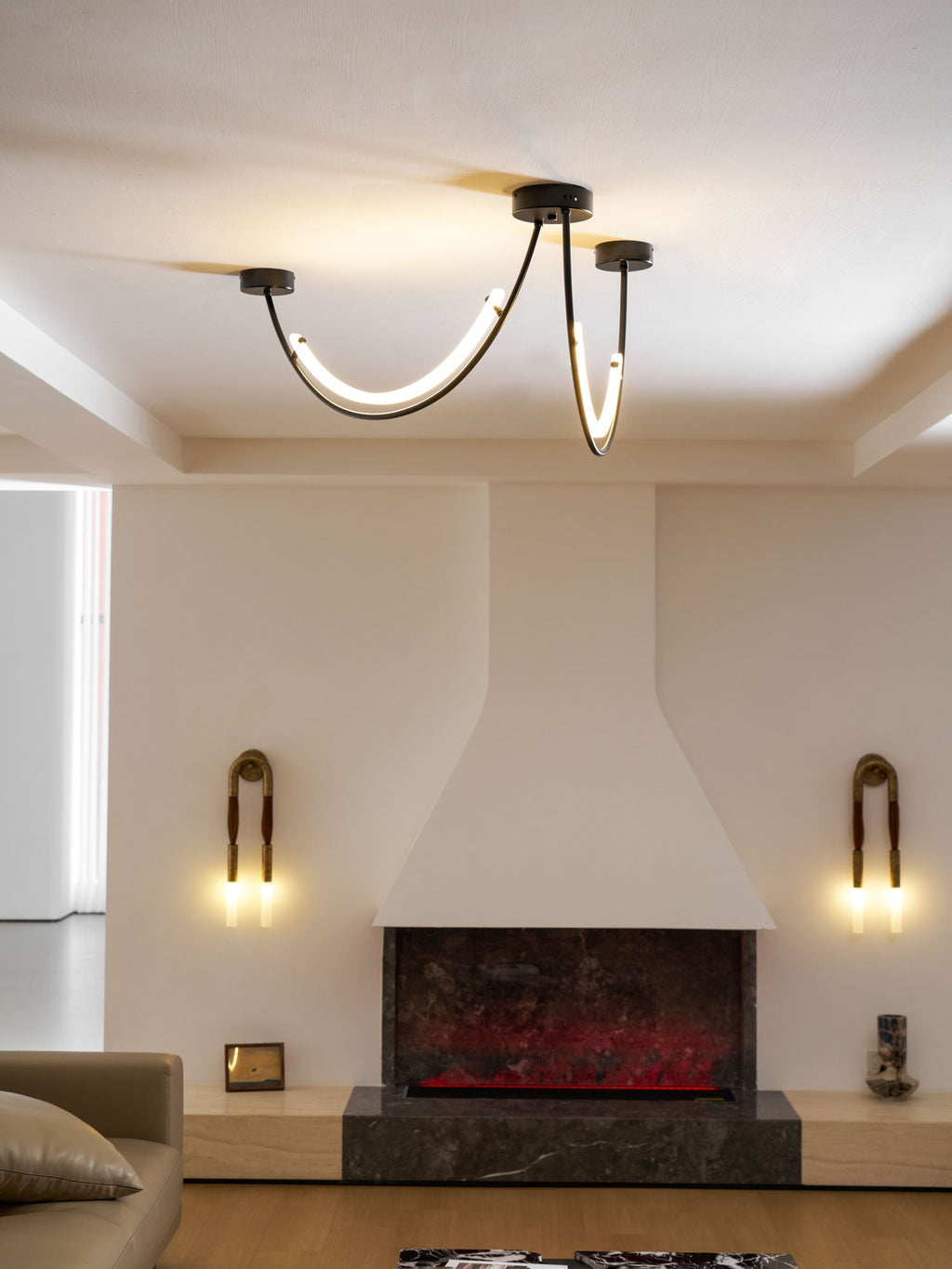 Lampada a sospensione al neon doppia sfalsata — illuminazione integrata da 3000 K