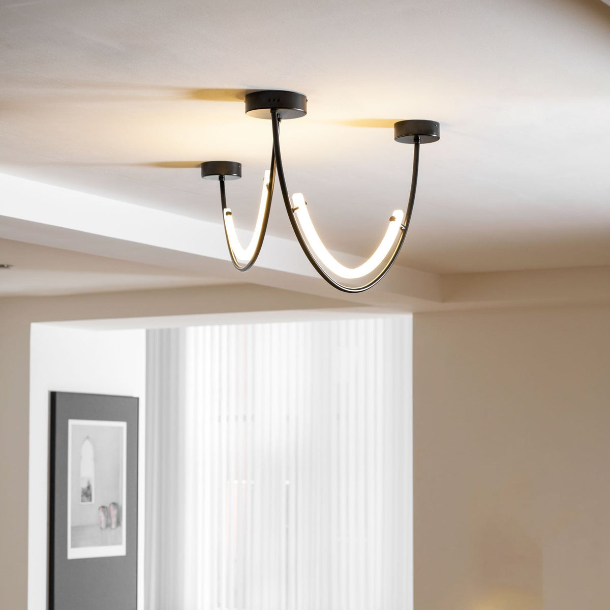 Lampada a sospensione al neon doppia sfalsata — illuminazione integrata da 3000 K
