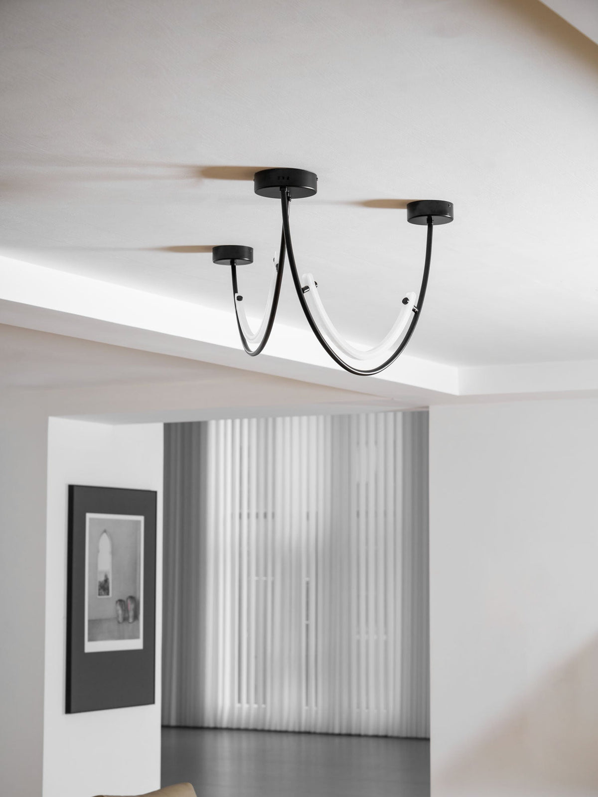 Lampada a sospensione al neon doppia sfalsata — illuminazione integrata da 3000 K