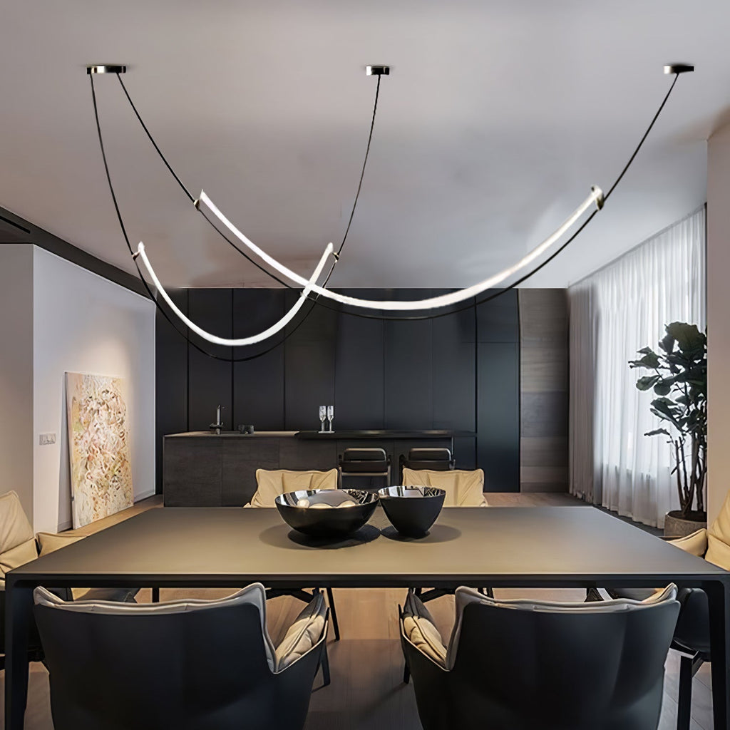 Lampada a sospensione al neon doppia sfalsata — illuminazione integrata da 3000 K