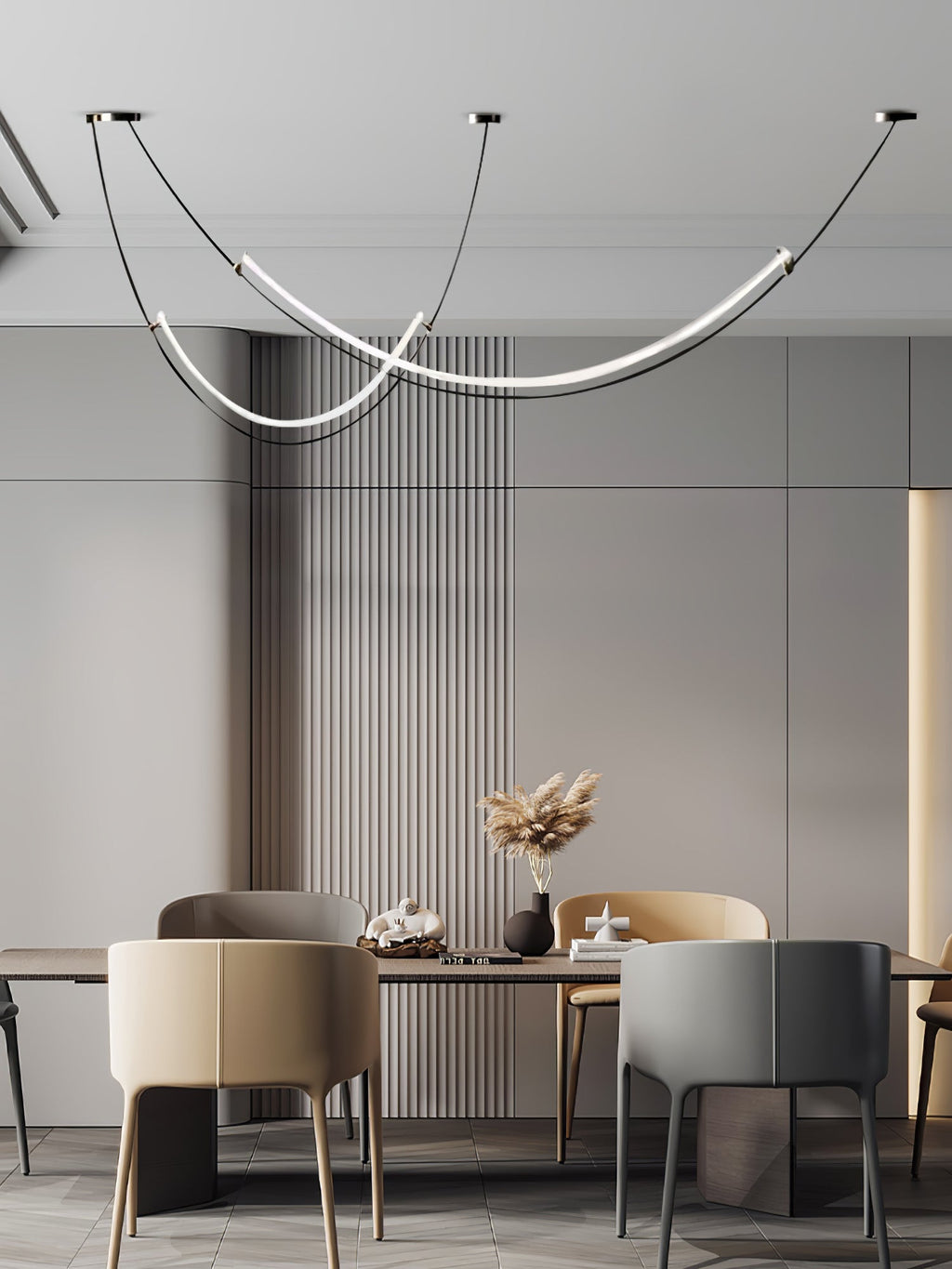 Lampada a sospensione al neon doppia sfalsata — illuminazione integrata da 3000 K