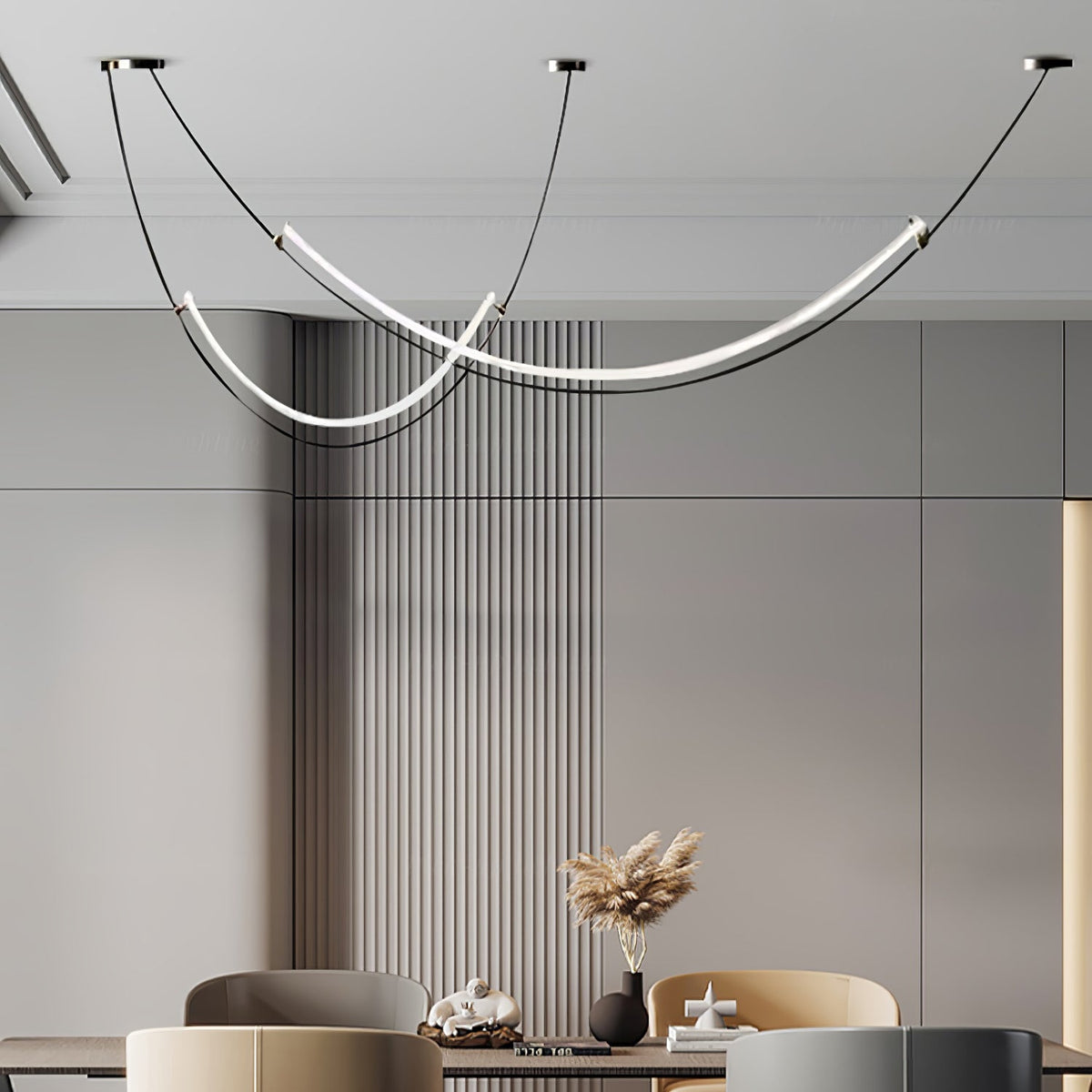 Lampada a sospensione al neon doppia sfalsata — illuminazione integrata da 3000 K