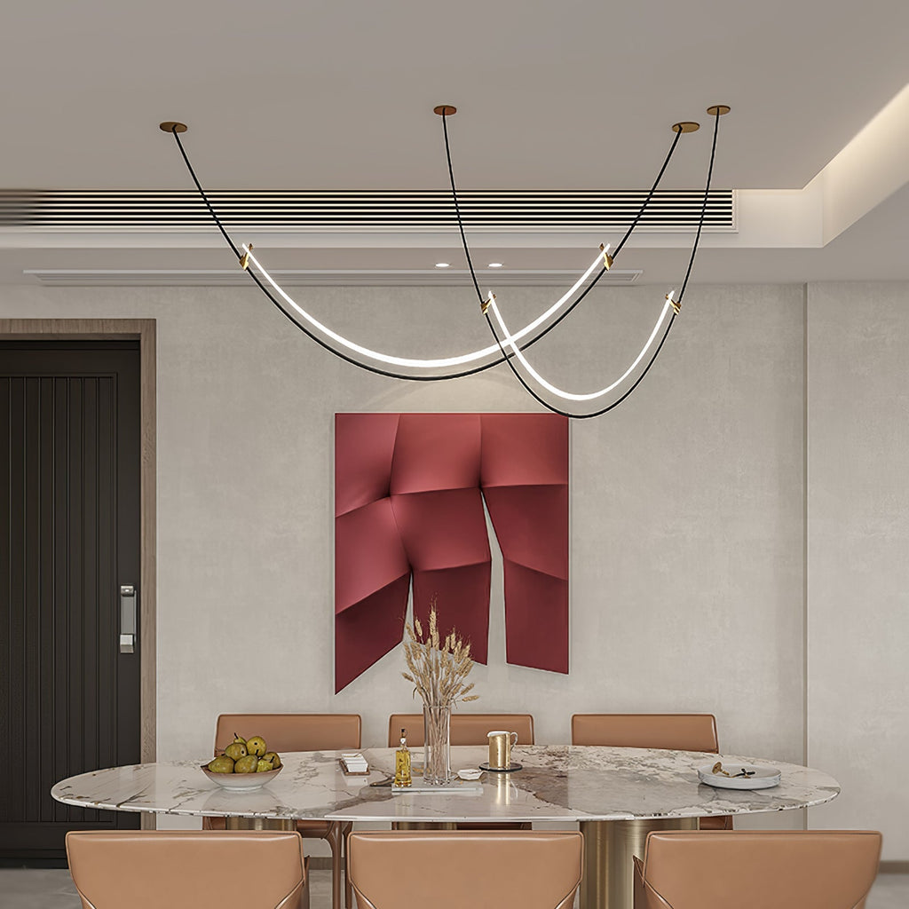 Lampada a sospensione al neon doppia sfalsata — illuminazione integrata da 3000 K