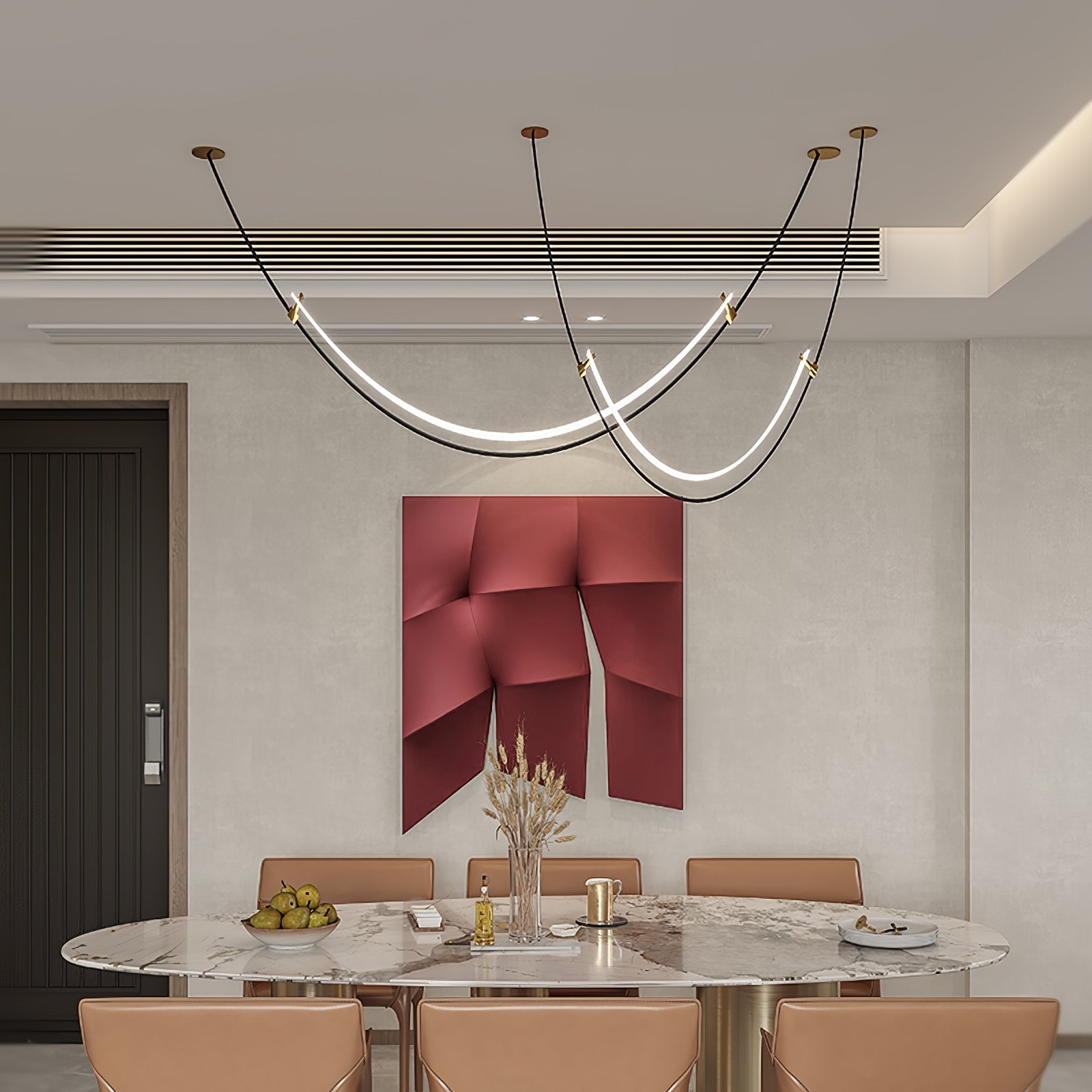 Lampada a sospensione al neon doppia sfalsata — illuminazione integrata da 3000 K