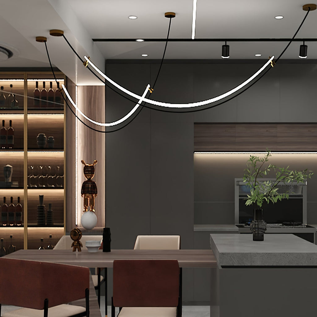 Lampada a sospensione al neon doppia sfalsata — illuminazione integrata da 3000 K