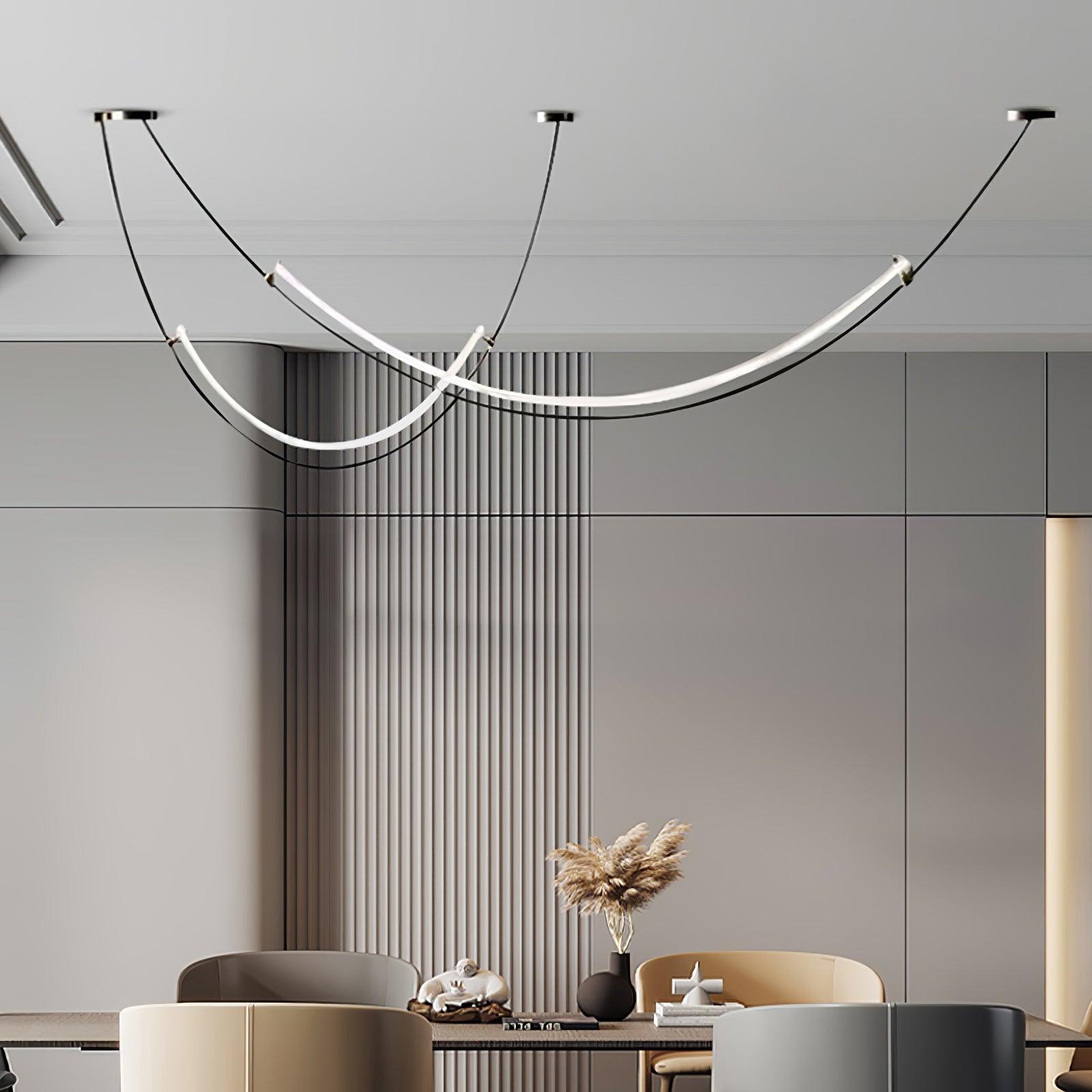 Lampada a sospensione al neon doppia sfalsata — illuminazione integrata da 3000 K
