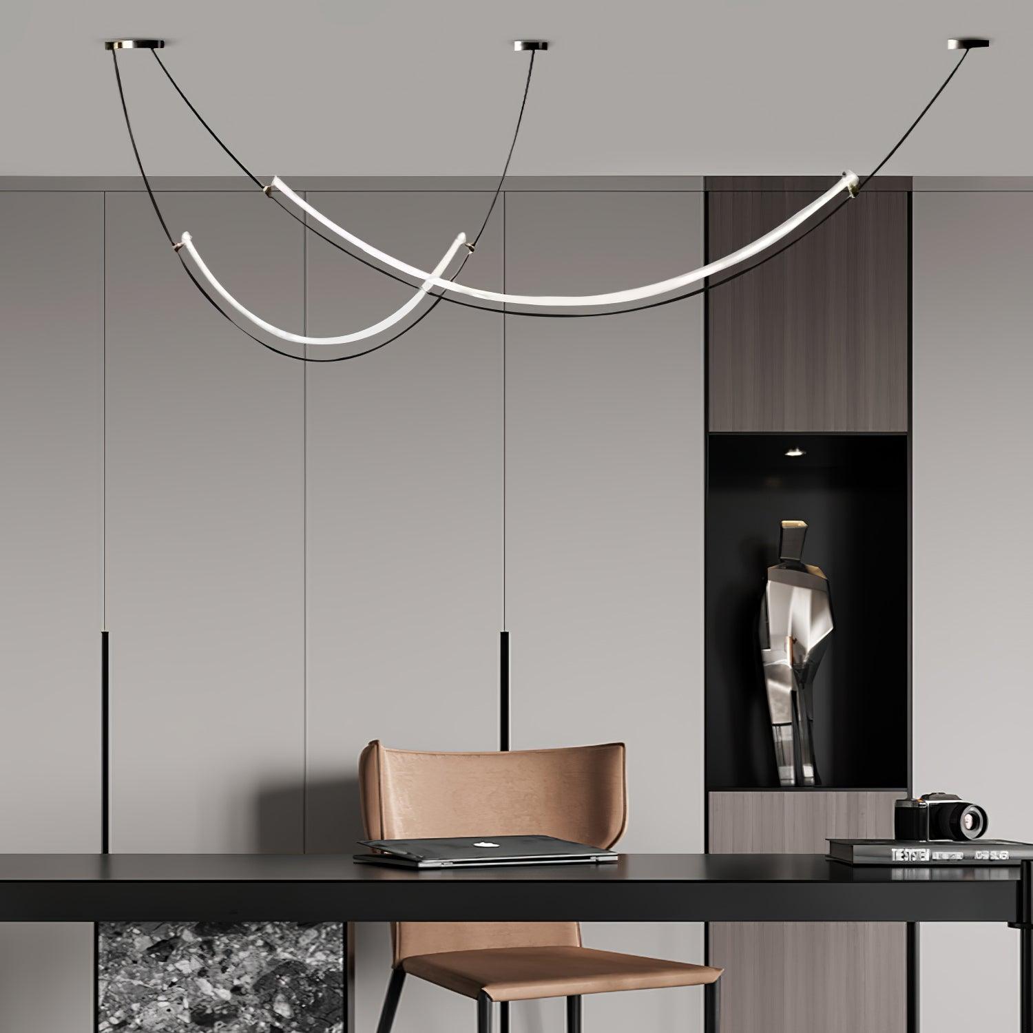 Lampada a sospensione al neon doppia sfalsata — illuminazione integrata da 3000 K