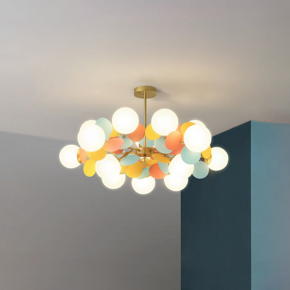 Candeeiro de teto em vidro e acrílico com globos ao estilo de um bouquet