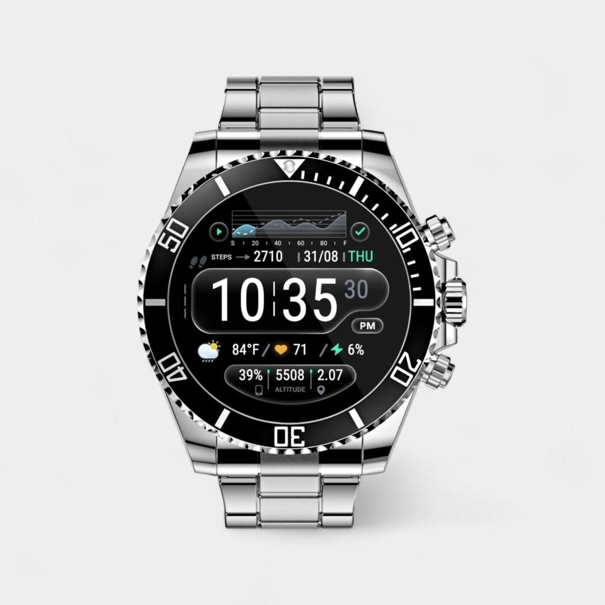 ساعة SummitGuard Pro التكتيكية الذكية مع نظام GPS ومراقبة صحية للأنشطة الخارجية