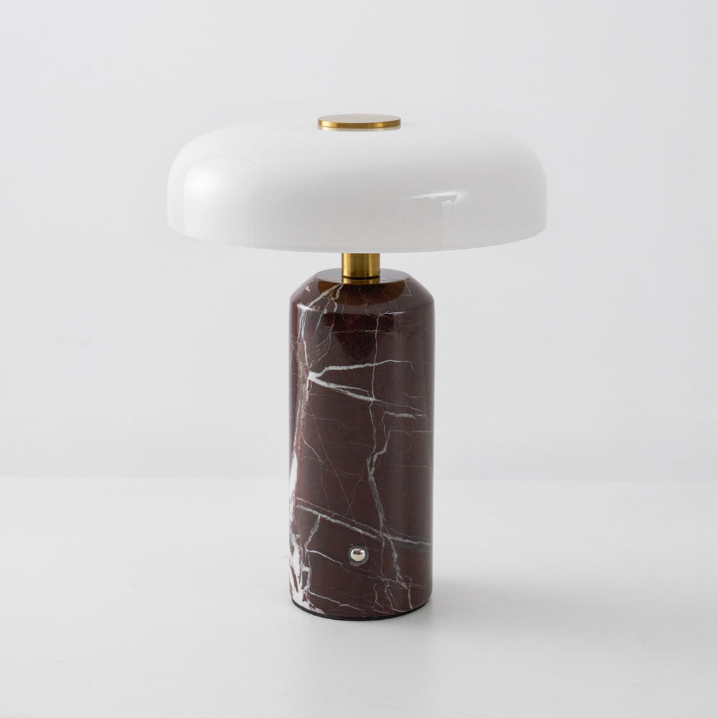 Lampă de masă Lunara din marmură — Siluetă rotunjită, bază espresso intens