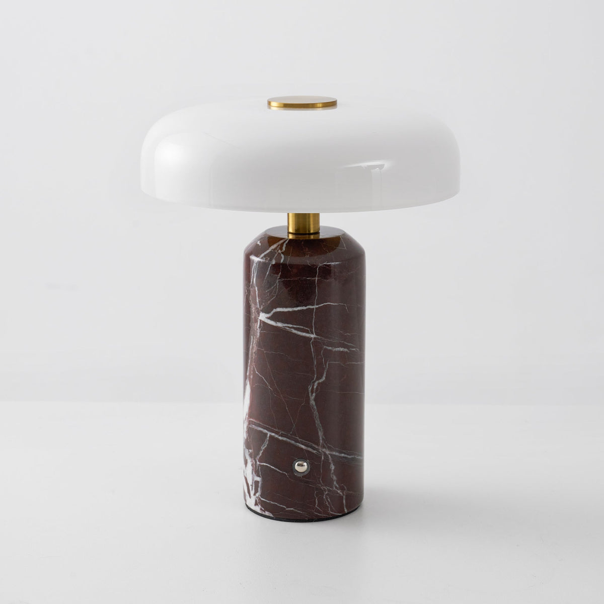 Lampă de masă Lunara din marmură — Siluetă rotunjită, bază espresso intens
