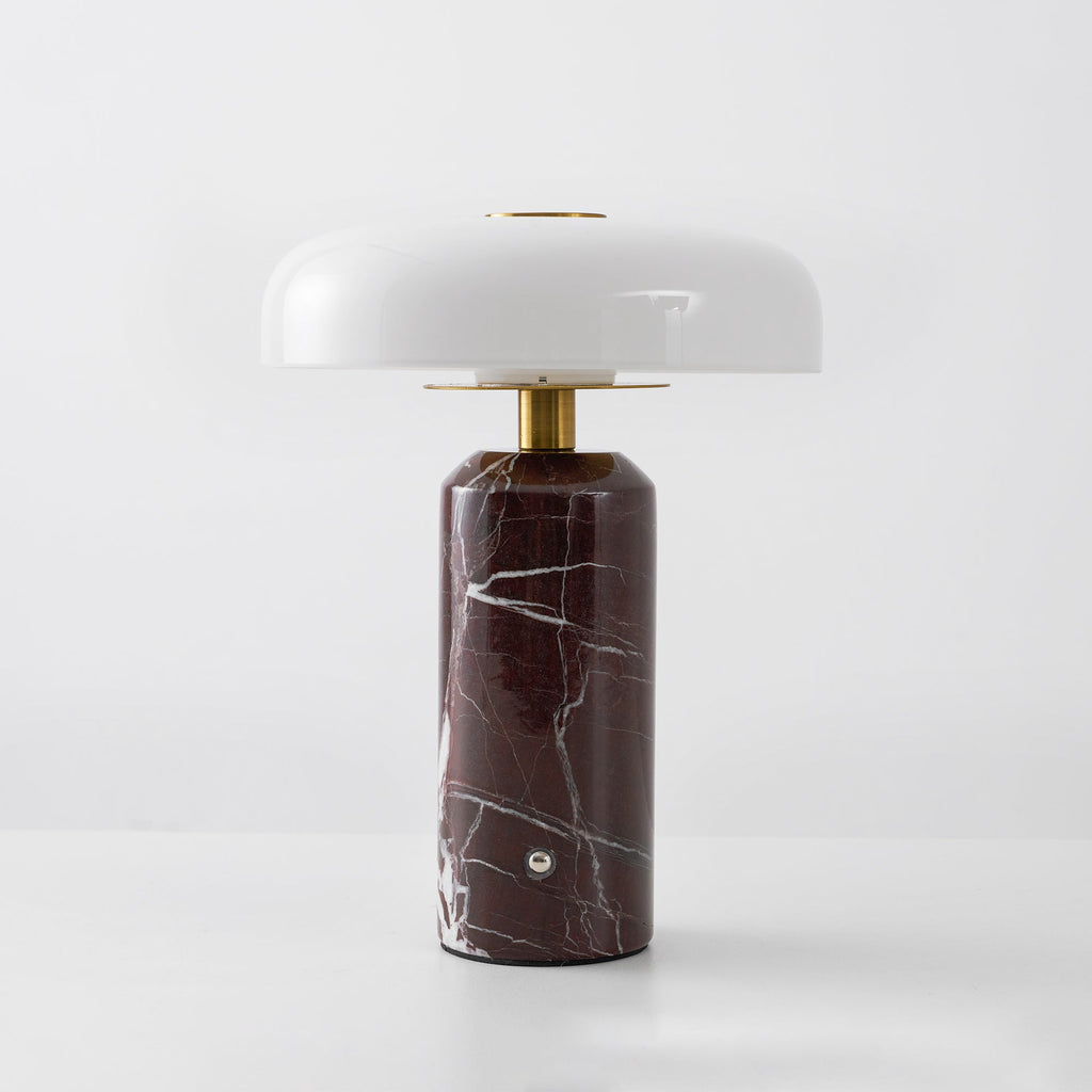 Lampă de masă Lunara din marmură — Siluetă rotunjită, bază espresso intens