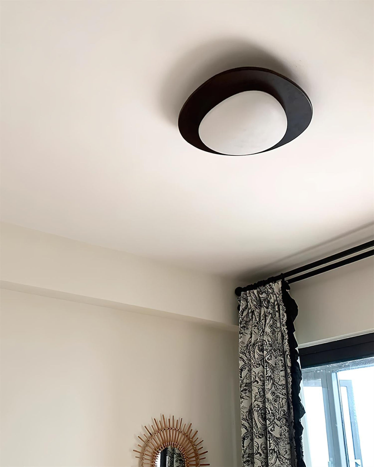Lámpara de techo ovalada de madera natural - marco minimalista, LED integrado de 3000K, diámetro de 38cm o 58cm