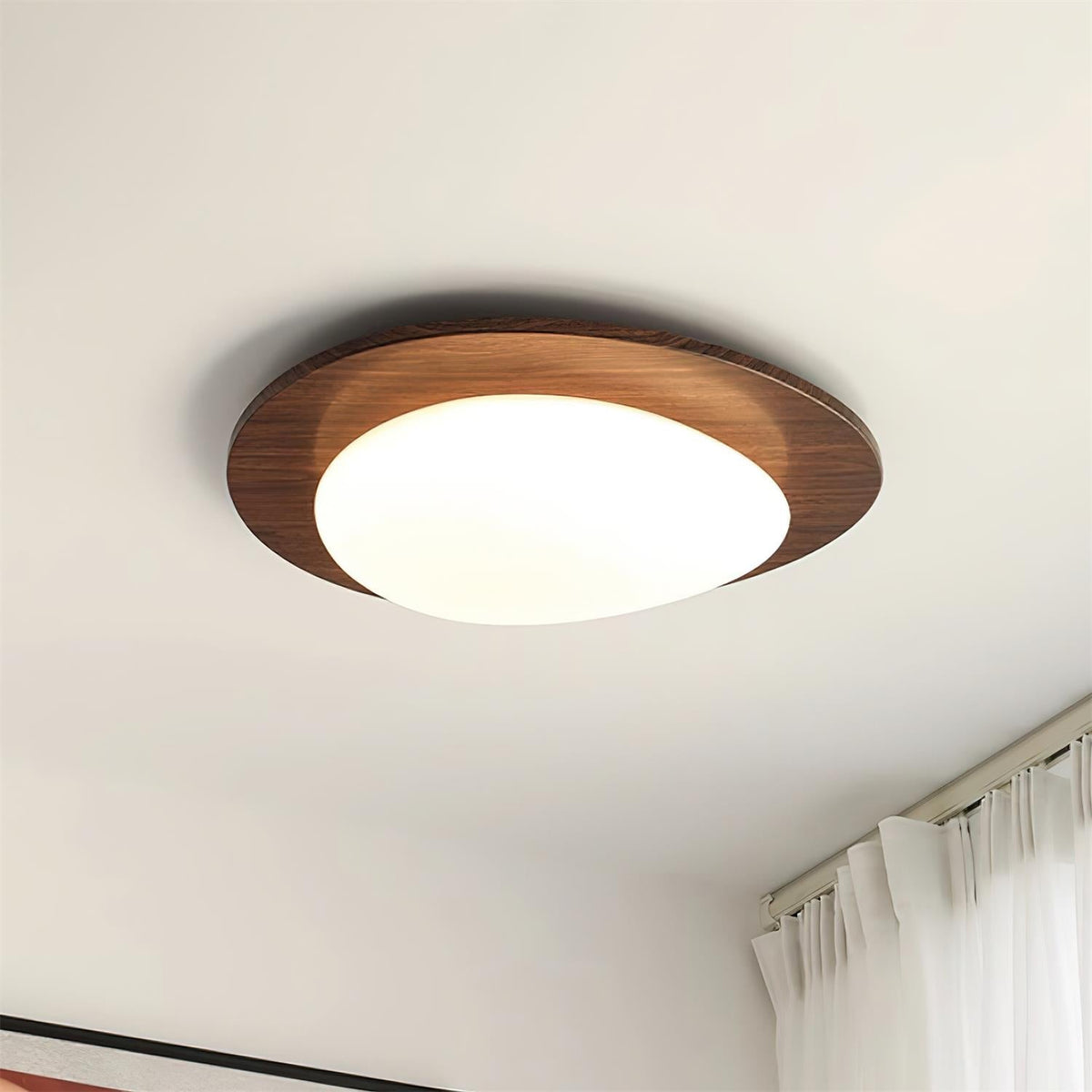 Lámpara de techo ovalada de madera natural - marco minimalista, LED integrado de 3000K, diámetro de 38cm o 58cm