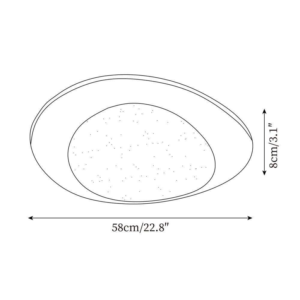 Lámpara de techo ovalada de madera natural - marco minimalista, LED integrado de 3000K, diámetro de 38cm o 58cm