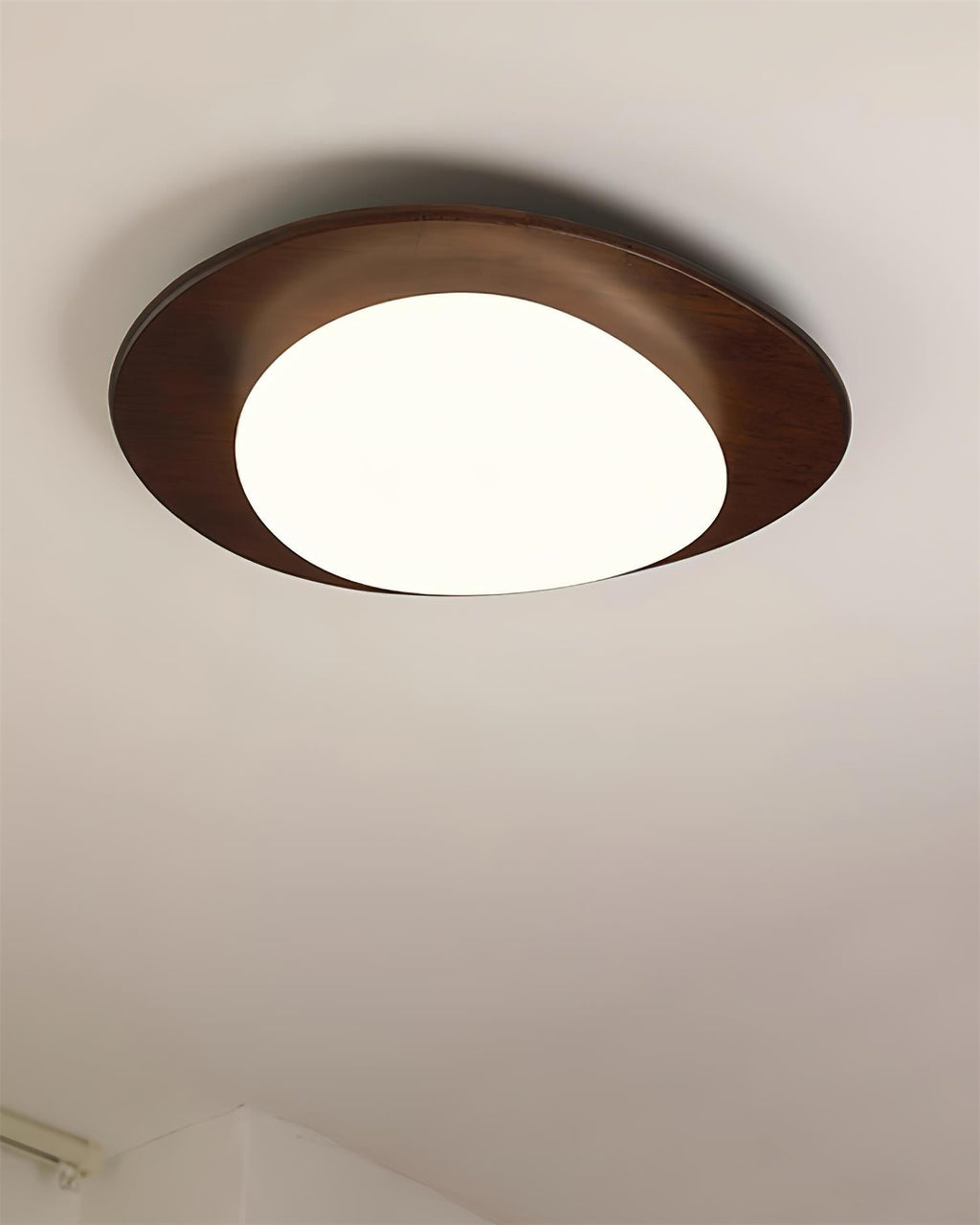 Lámpara de techo ovalada de madera natural - marco minimalista, LED integrado de 3000K, diámetro de 38cm o 58cm
