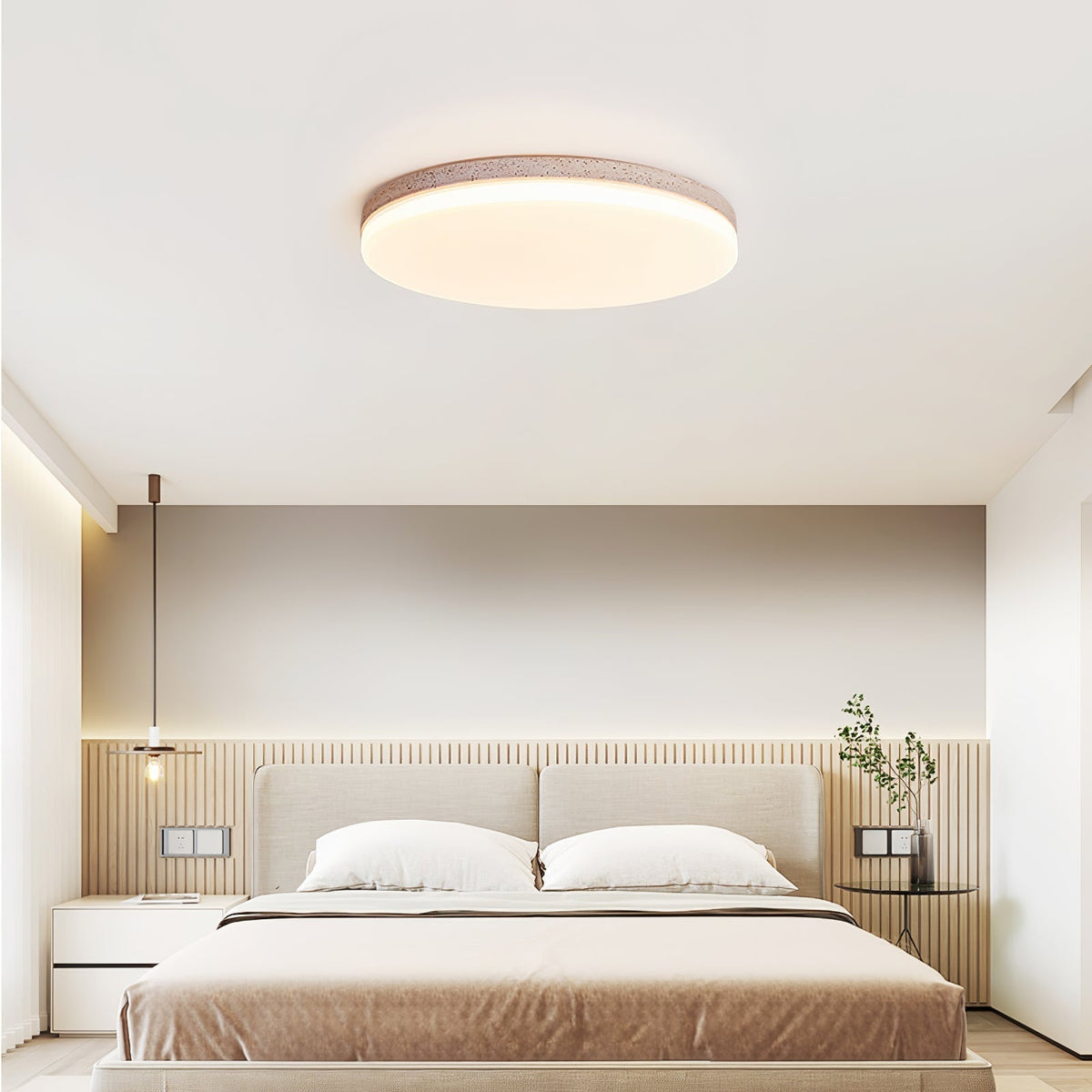 Orla Travertine Ceiling Light — Integrated LED, Warm White