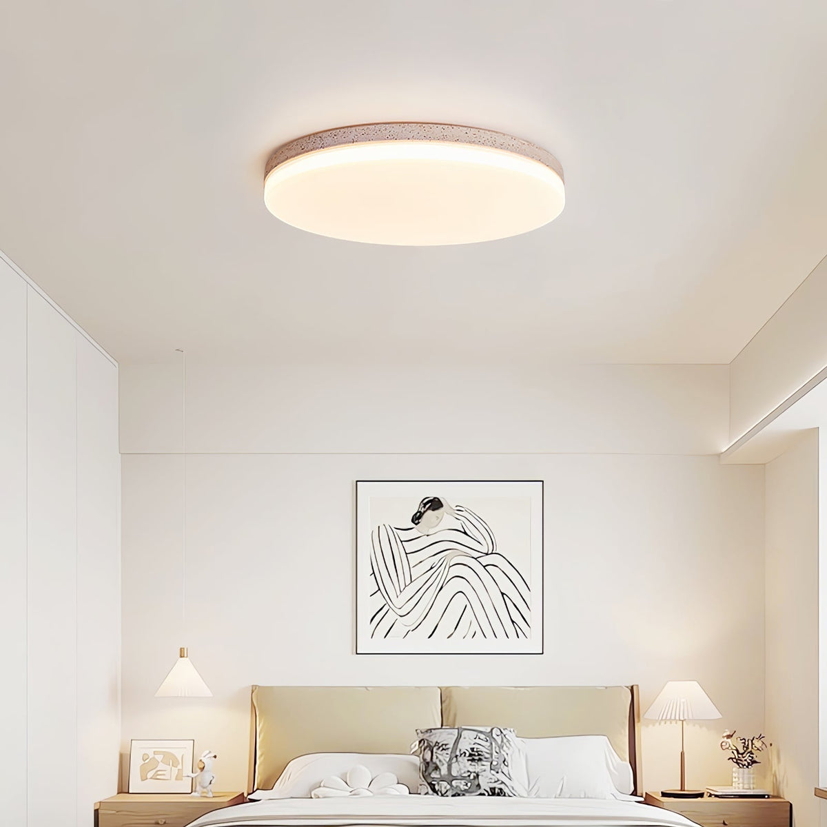 Orla Travertine Ceiling Light — Integrated LED, Warm White