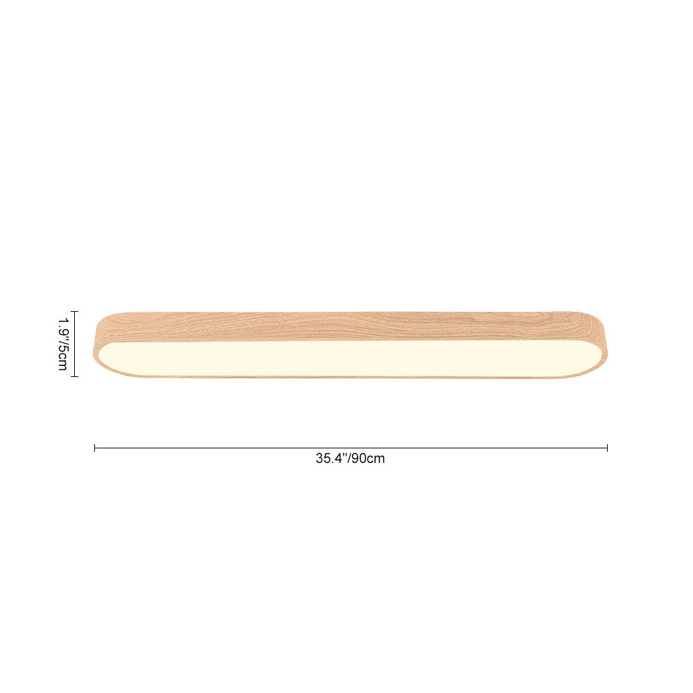 Plafonieră LED Nordic Glow ovală cu accent din lemn