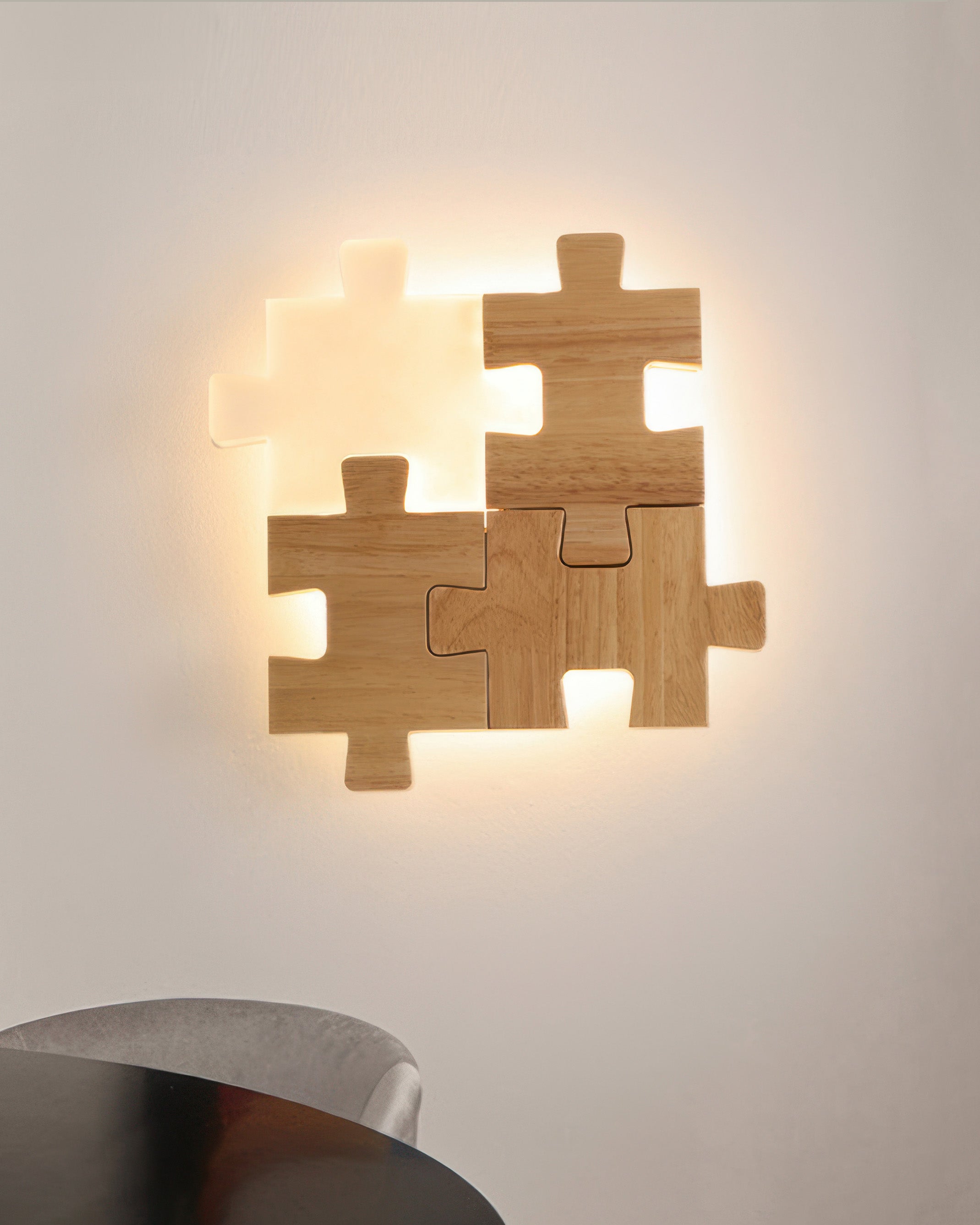 Severské dřevěné puzzle Světelná LED nástěnná lampa