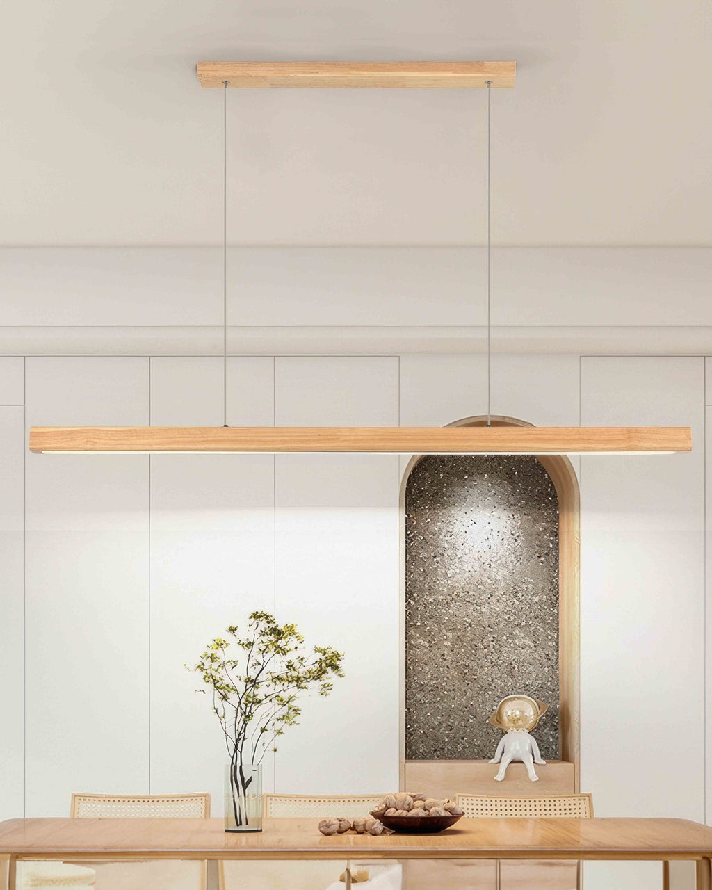 Lustre suspendu minimaliste en noyer japonais