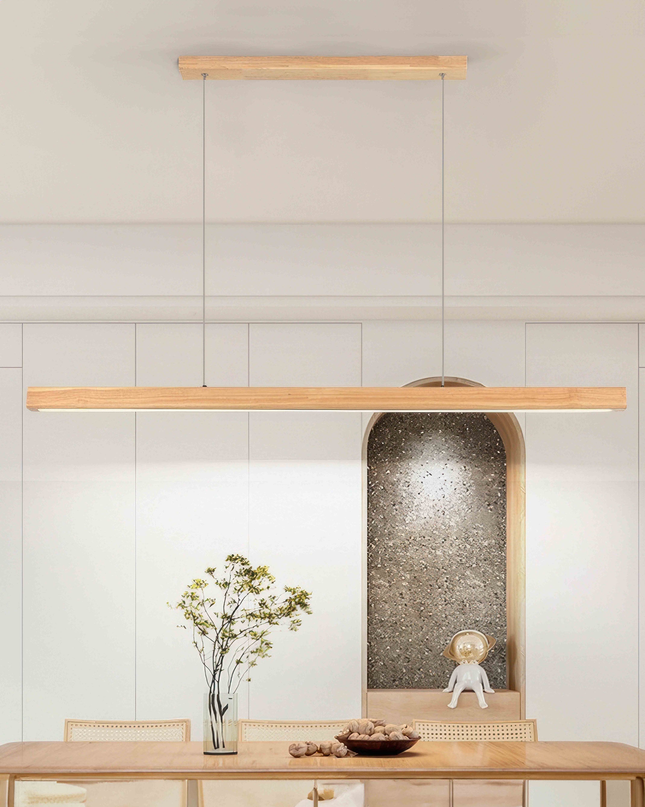 Lustre suspendu minimaliste en noyer japonais