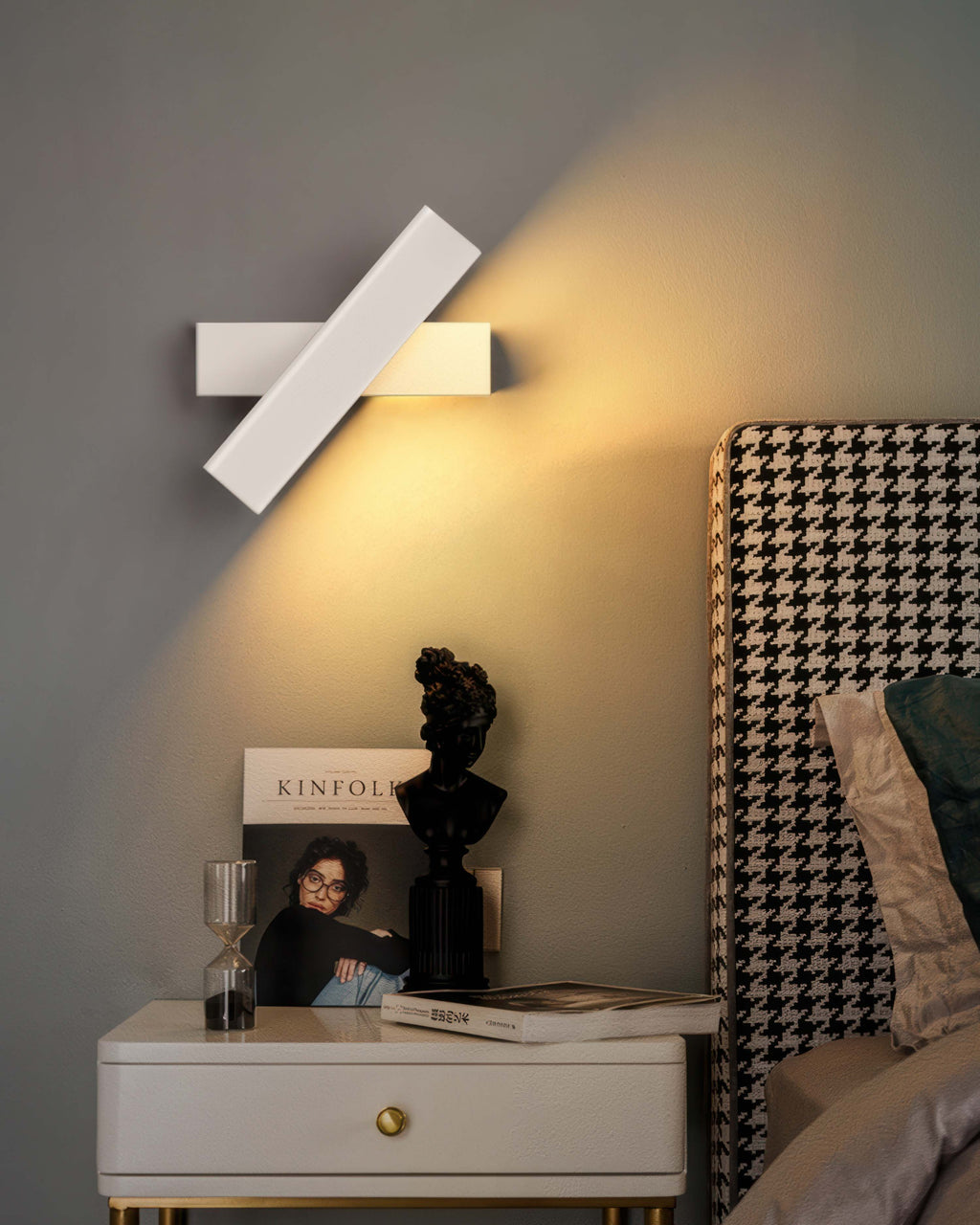 Nordijska zidna lampa s uzorkom drveta, rotirajuća