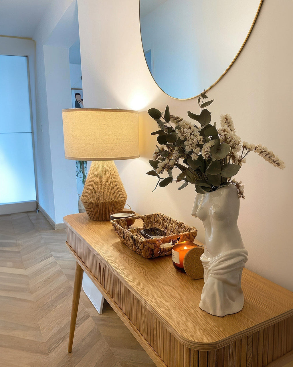 Ručni tkani stolna lampa od konoplje