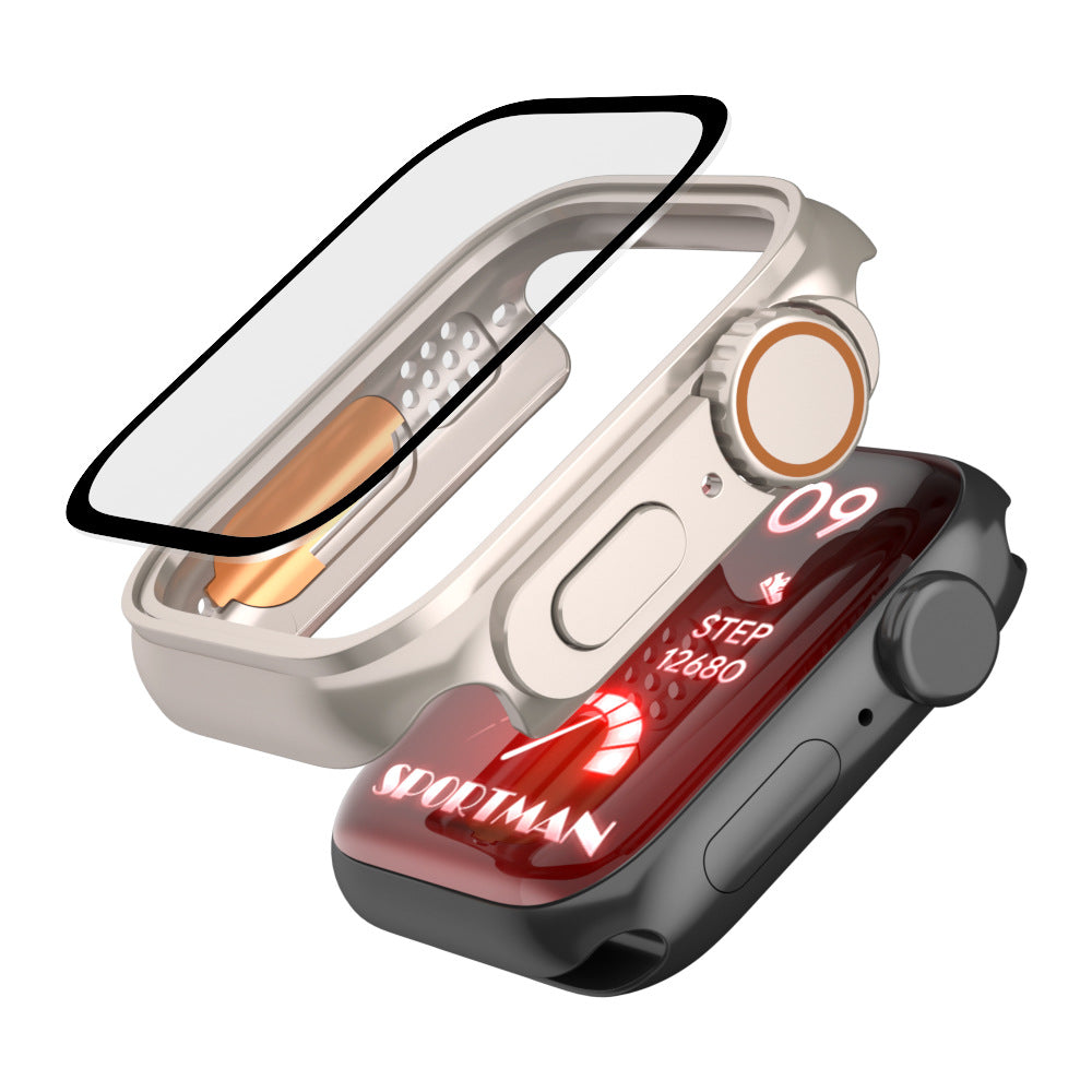 Coque ultra-fine et étanche pour Apple Watch avec film en verre trempé