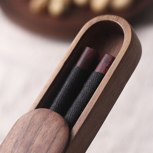 MASU 黑胡桃木筷子，带装饰线，木盒装