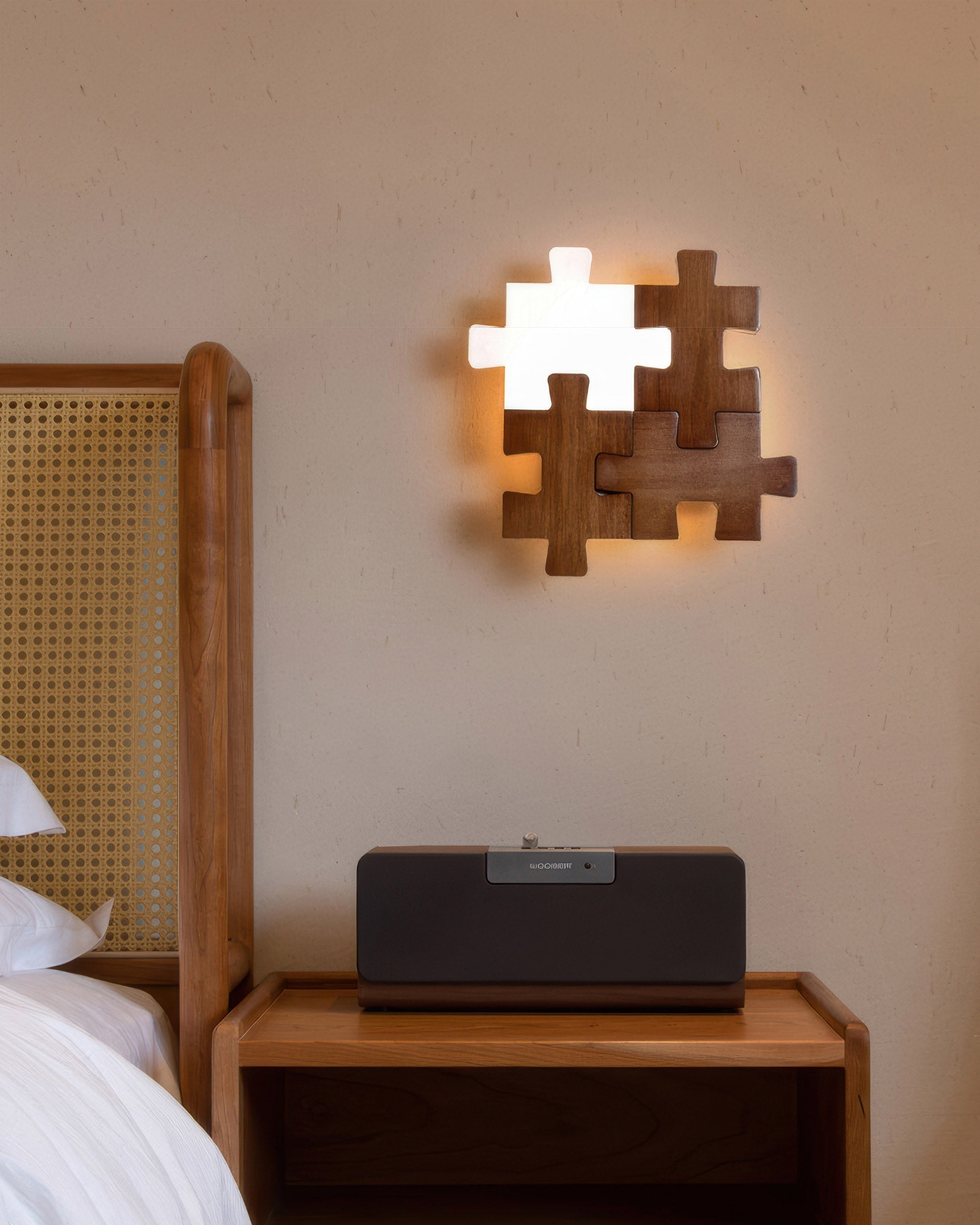 Severské dřevěné puzzle Světelná LED nástěnná lampa