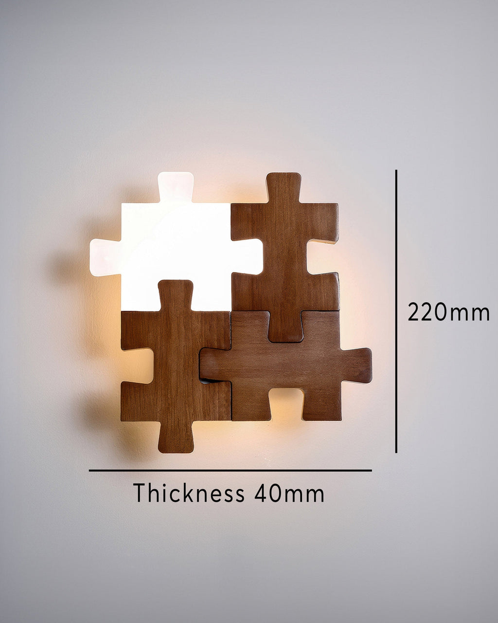 Severské dřevěné puzzle Světelná LED nástěnná lampa