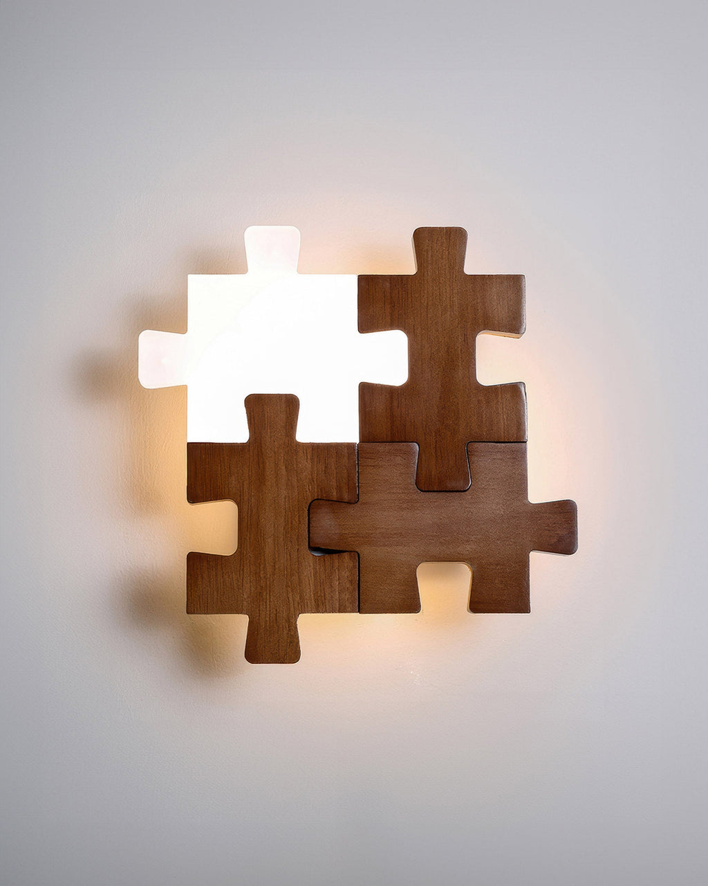 Severské dřevěné puzzle Světelná LED nástěnná lampa