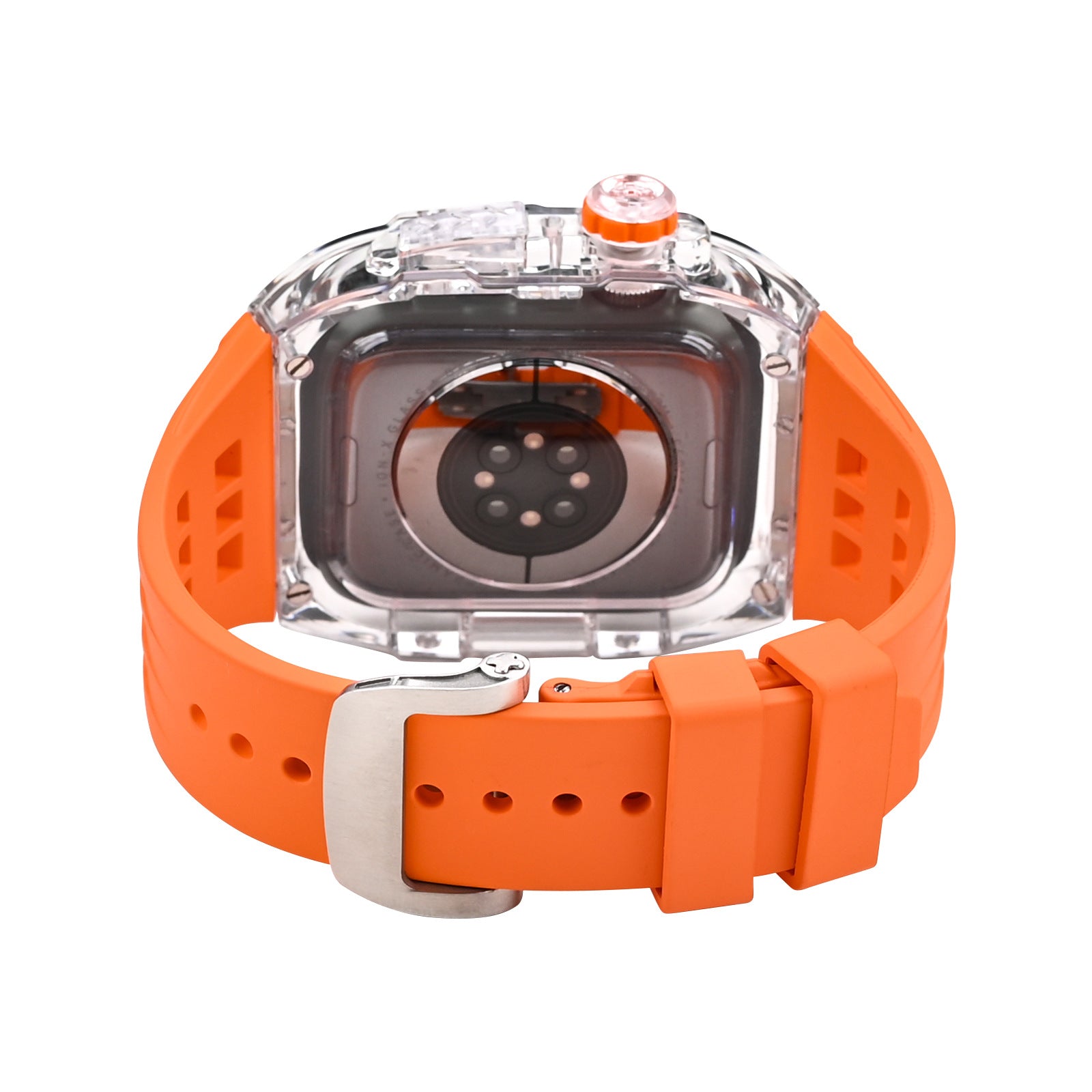 Apple Watch için RM V30 Glacier Serisi Florokauçuk Kayış Siyah Kasa Yenileme Kiti