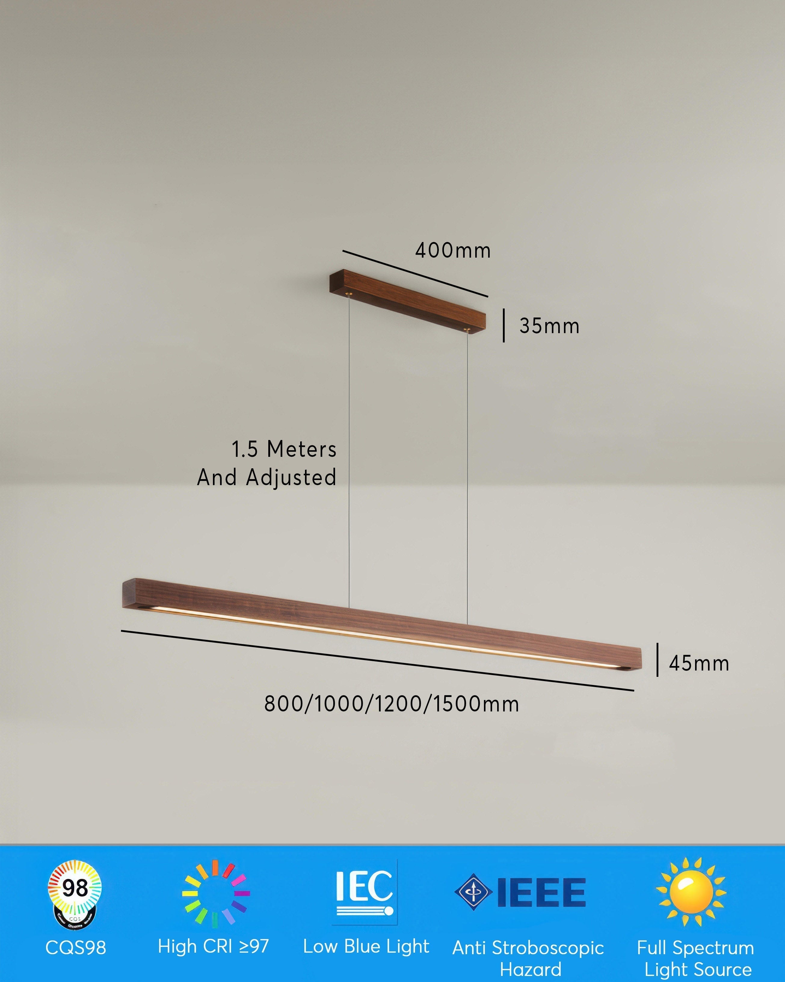Lustre suspendu minimaliste en noyer japonais
