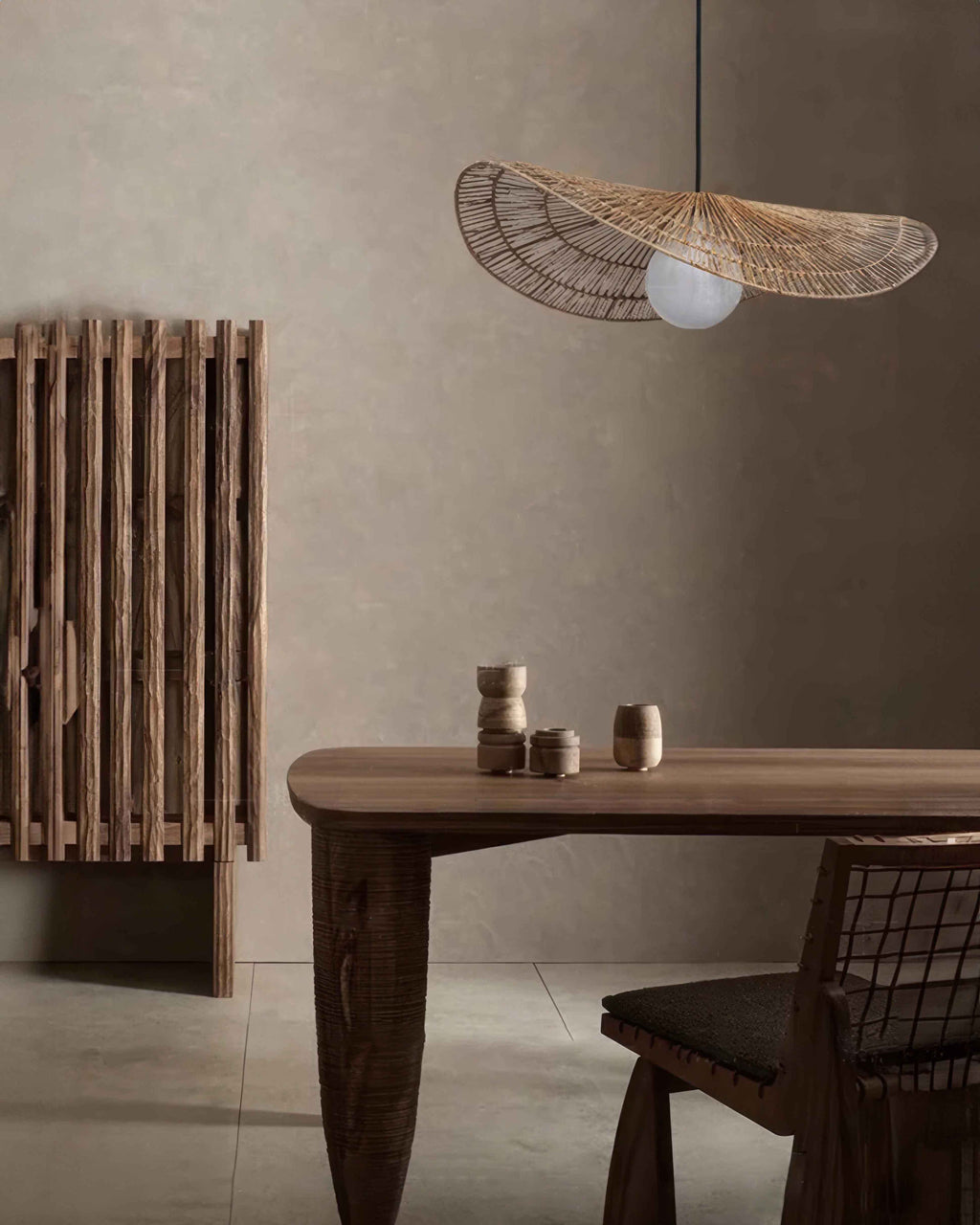 Japanese Craftsmanship Wabi-Sabi Rattan Chandelier