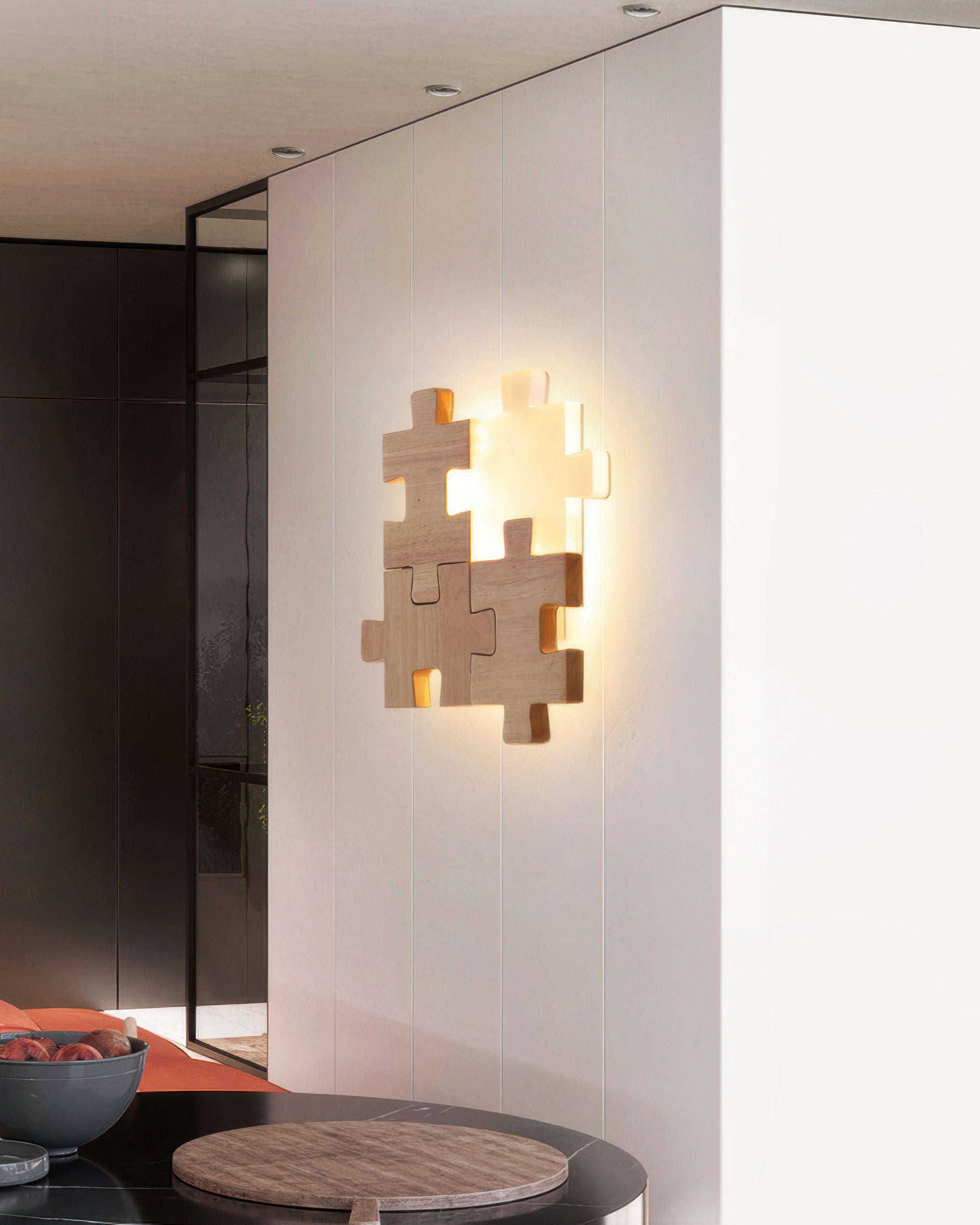 Severské dřevěné puzzle Světelná LED nástěnná lampa