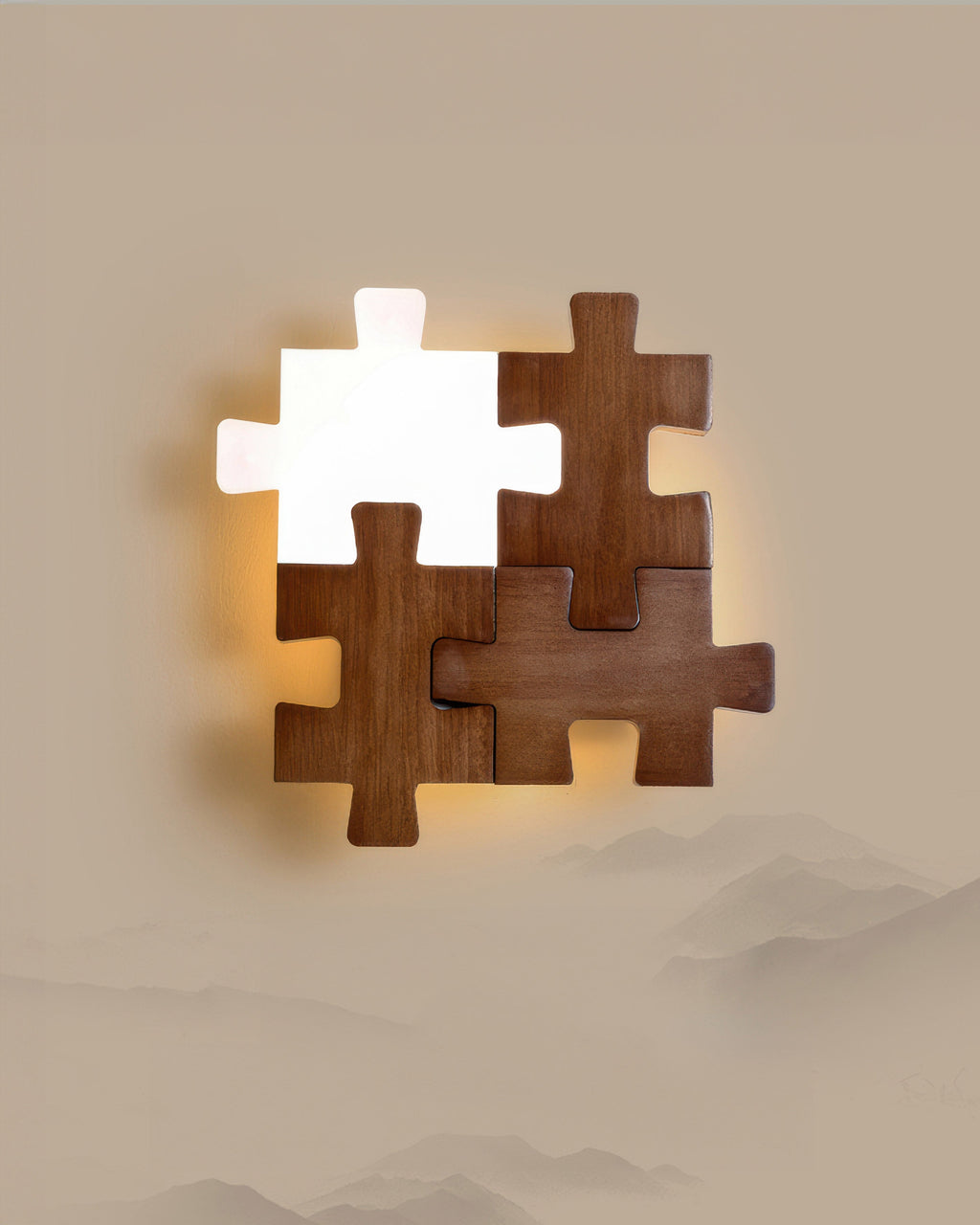 Severské dřevěné puzzle Světelná LED nástěnná lampa