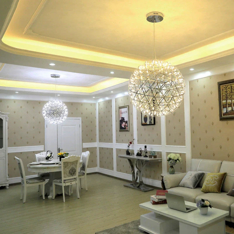 Silberne Feuerkugel-Hängeleuchte für Esszimmer - Orntli