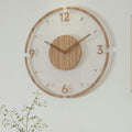 Reloj de decoración de pared silencioso nórdico hecho de madera real, 35 cm