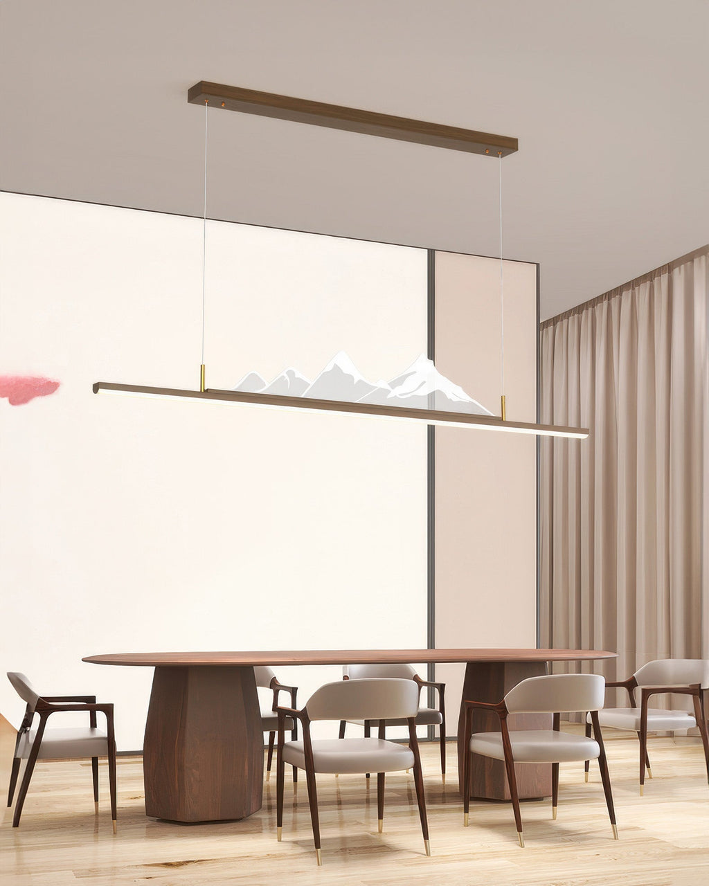 Visilica s dugim drvenim uzorkom japanskog zena